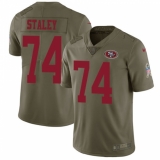 Youth Nike San Francisco 49ers #74 Joe Staley Limited Olive 2017 Salute to Service NFL Jersey