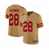 Youth San Francisco 49ers #28 Jerick McKinnon Limited Gold Inverted Legend Football Jersey