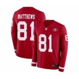 Men's San Francisco 49ers #81 Jordan Matthews Limited Red Therma Long Sleeve Football Jersey