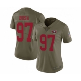 Women's San Francisco 49ers #97 Nick Bosa Limited Olive 2017 Salute to Service Football Jersey