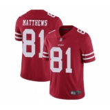 Youth San Francisco 49ers #81 Jordan Matthews Red Team Color Vapor Untouchable Limited Player Football Jersey