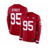 Men's Nike San Francisco 49ers #95 Kentavius Street Limited Red Therma Long Sleeve NFL Jersey
