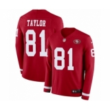 Men's Nike San Francisco 49ers #81 Trent Taylor Limited Red Therma Long Sleeve NFL Jersey