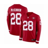 Men's Nike San Francisco 49ers #28 Jerick McKinnon Limited Red Therma Long Sleeve NFL Jersey