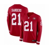 Men's Nike San Francisco 49ers #21 Deion Sanders Limited Red Therma Long Sleeve NFL Jersey