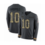 Men's Nike San Francisco 49ers #10 Jimmy Garoppolo Limited Black Salute to Service Therma Long Sleeve NFL Jersey