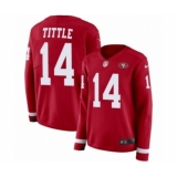 Women's Nike San Francisco 49ers #14 Y.A. Tittle Limited Red Therma Long Sleeve NFL Jersey