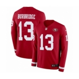 Youth Nike San Francisco 49ers #13 Aaron Burbridge Limited Red Therma Long Sleeve NFL Jersey