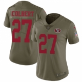 Women Nike San Francisco 49ers #27 Adrian Colbert Limited Olive 2017 Salute to Service NFL Jersey