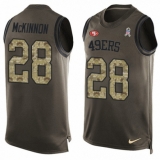 Men's Nike San Francisco 49ers #28 Jerick McKinnon Limited Green Salute to Service Tank Top NFL Jersey