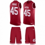 Men's Nike San Francisco 49ers #45 Tarvarius Moore Limited Red Tank Top Suit NFL Jersey