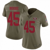 Women's Nike San Francisco 49ers #45 Tarvarius Moore Limited Olive 2017 Salute to Service NFL Jersey