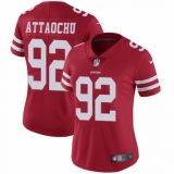 Women's Nike San Francisco 49ers #92 Jeremiah Attaochu Red Team Color Vapor Untouchable Limited Player NFL Jersey