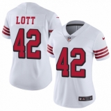 Women's Nike San Francisco 49ers #42 Ronnie Lott Limited White Rush Vapor Untouchable NFL Jersey