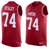 Men's Nike San Francisco 49ers #74 Joe Staley Limited Red Player Name & Number Tank Top NFL Jersey