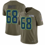 Men's Nike Seattle Seahawks #68 Justin Britt Limited Olive 2017 Salute to Service NFL Jersey