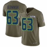 Men's Nike Seattle Seahawks #63 Mark Glowinski Limited Olive 2017 Salute to Service NFL Jersey