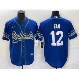 Men's Nike Seattle Seahawks #12 Fan Blue Blue Cool Base Stitched Baseball Jersey