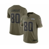 Men's Seattle Seahawks #80 Steve Largent 2022 Olive Salute To Service Limited Stitched Jersey