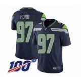 Men's Seattle Seahawks #97 Poona Ford Navy Blue Team Color Vapor Untouchable Limited Player 100th Season Football Jersey
