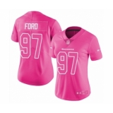 Women's Seattle Seahawks #97 Poona Ford Limited Pink Rush Fashion Football Jersey