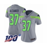 Women's Seattle Seahawks #37 Shaun Alexander Limited Silver Inverted Legend 100th Season Football Jersey