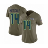 Women's Seattle Seahawks #14 D.K. Metcalf Limited Olive 2017 Salute to Service Football Jersey