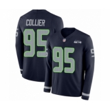 Men's Seattle Seahawks #95 L.J. Collier Limited Navy Blue Therma Long Sleeve Football Jersey