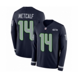 Men's Seattle Seahawks #14 D.K. Metcalf Limited Navy Blue Therma Long Sleeve Football Jersey