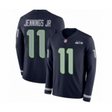 Men's Seattle Seahawks #11 Gary Jennings Jr. Limited Navy Blue Therma Long Sleeve Football Jersey