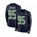 Men's Nike Seattle Seahawks #95 Dion Jordan Limited Navy Blue Therma Long Sleeve NFL Jersey