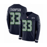 Men's Nike Seattle Seahawks #33 Tedric Thompson Limited Navy Blue Therma Long Sleeve NFL Jersey