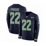 Men's Nike Seattle Seahawks #22 C. J. Prosise Limited Navy Blue Therma Long Sleeve NFL Jersey