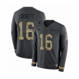 Men's Nike Seattle Seahawks #16 Tyler Lockett Limited Black Salute to Service Therma Long Sleeve NFL Jersey