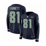 Women's Nike Seattle Seahawks #81 Nick Vannett Limited Navy Blue Therma Long Sleeve NFL Jersey