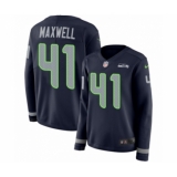 Women's Nike Seattle Seahawks #41 Byron Maxwell Limited Navy Blue Therma Long Sleeve NFL Jersey