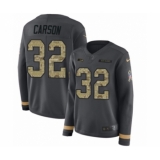 Women's Nike Seattle Seahawks #32 Chris Carson Limited Black Salute to Service Therma Long Sleeve NFL Jersey