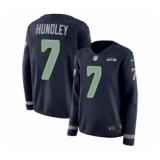 Women's Nike Seattle Seahawks #7 Brett Hundley Limited Navy Blue Therma Long Sleeve NFL Jersey