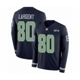 Youth Nike Seattle Seahawks #80 Steve Largent Limited Navy Blue Therma Long Sleeve NFL Jersey