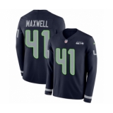 Youth Nike Seattle Seahawks #41 Byron Maxwell Limited Navy Blue Therma Long Sleeve NFL Jersey