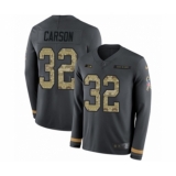 Youth Nike Seattle Seahawks #32 Chris Carson Limited Black Salute to Service Therma Long Sleeve NFL Jersey