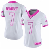 Women Nike Seattle Seahawks #7 Brett Hundley Limited White Pink Rush Fashion NFL Jersey