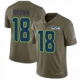 Men's Nike Seattle Seahawks #18 Jaron Brown Limited Olive 2017 Salute to Service NFL Jersey