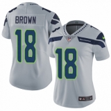 Women's Nike Seattle Seahawks #18 Jaron Brown Grey Alternate Vapor Untouchable Limited Player NFL Jersey