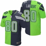 Men's Nike Seattle Seahawks #80 Steve Largent Elite Navy/Green Split Fashion NFL Jersey