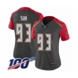 Women's Tampa Bay Buccaneers #93 Ndamukong Suh Limited Gray Inverted Legend 100th Season Football Jersey