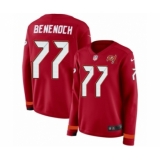 Women's Nike Tampa Bay Buccaneers #77 Caleb Benenoch Limited Red Therma Long Sleeve NFL Jersey