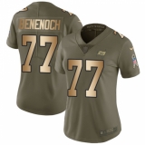 Women Nike Tampa Bay Buccaneers #77 Caleb Benenoch Limited Olive Gold 2017 Salute to Service NFL Jersey