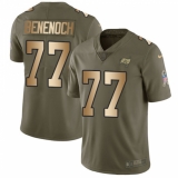 Youth Nike Tampa Bay Buccaneers #77 Caleb Benenoch Limited Olive Gold 2017 Salute to Service NFL Jersey
