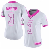 Women's Nike Tampa Bay Buccaneers #3 Jameis Winston Limited White/Pink Rush Fashion NFL Jersey